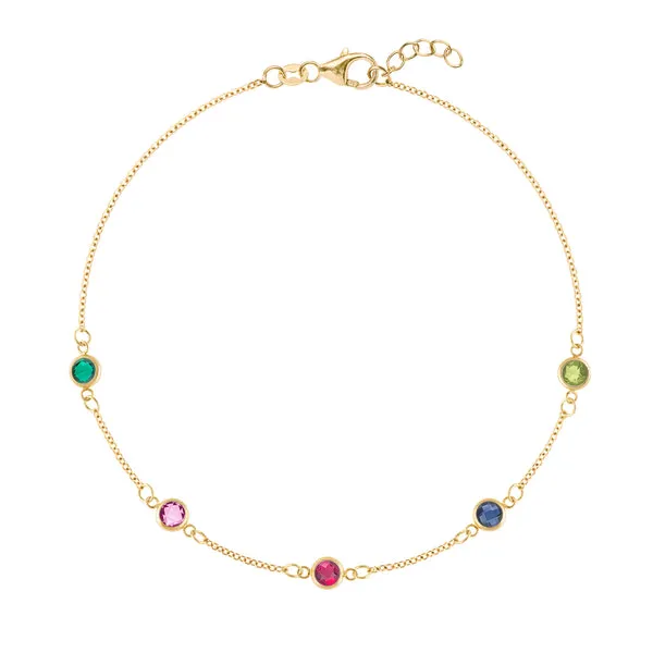 Personalized Classic 5 Birthstone Bracelet in 14k Gold sold by Haverhill