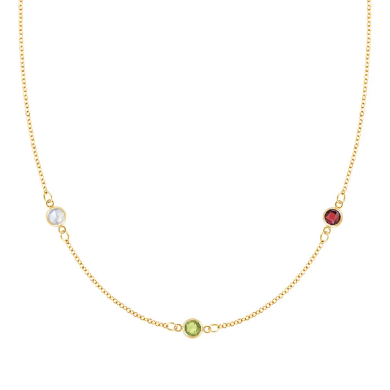 Personalized Classic 3 Birthstone Necklace in 14k Gold sold by Haverhill