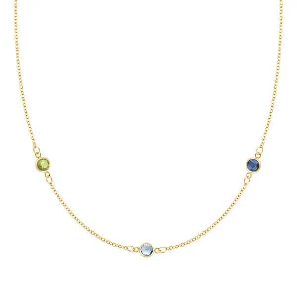 Personalized Classic 3 Birthstone Necklace in 14k Gold sold by Haverhill
