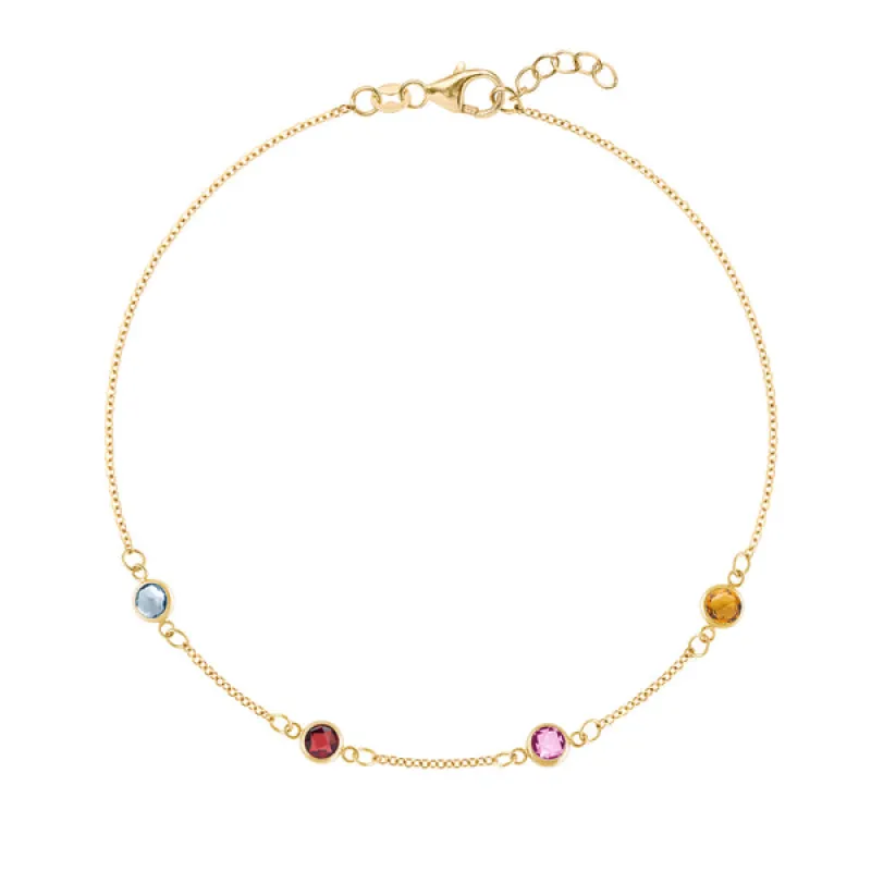 Personalized Classic 4 Birthstone Bracelet in 14k Gold sold by Haverhill