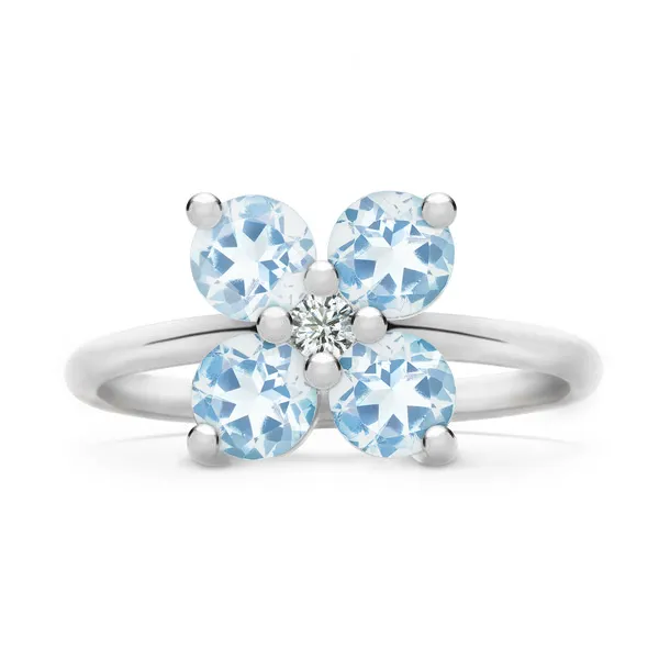 Personalized Greenwich 4 Birthstone & Diamond Ring in 14k Gold sold by Haverhill