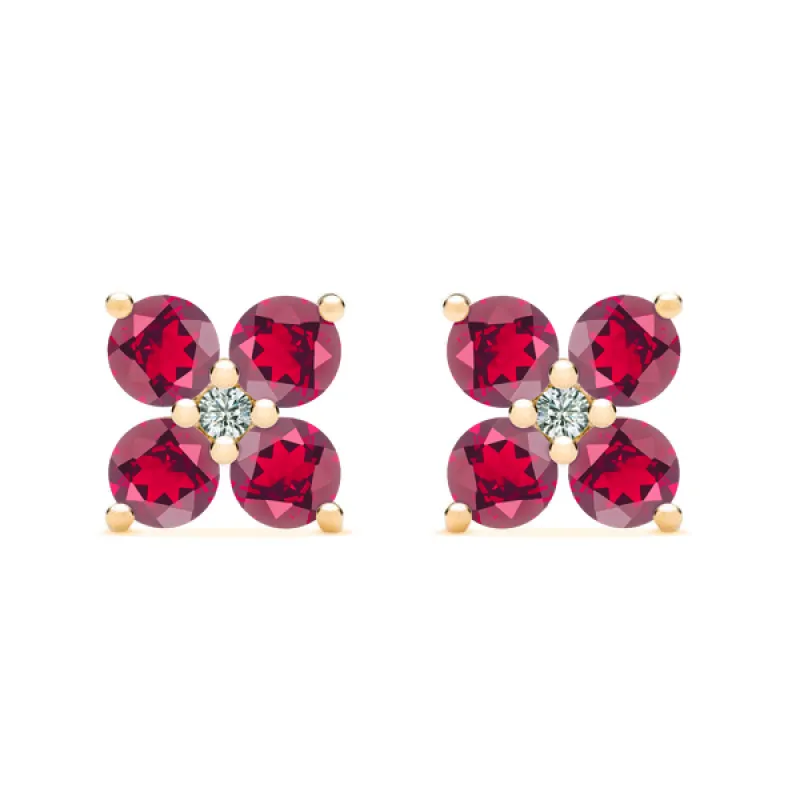 Personalized Greenwich 4 Birthstone & Diamond Earrings in 14k Gold sold by Haverhill