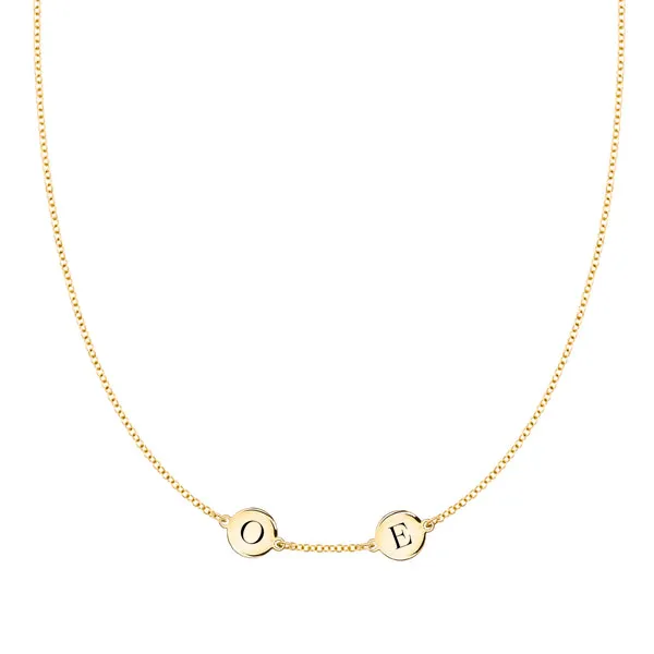 Personalized 2 Letter Necklace in 14k Gold (Single Spacing) sold by Haverhill