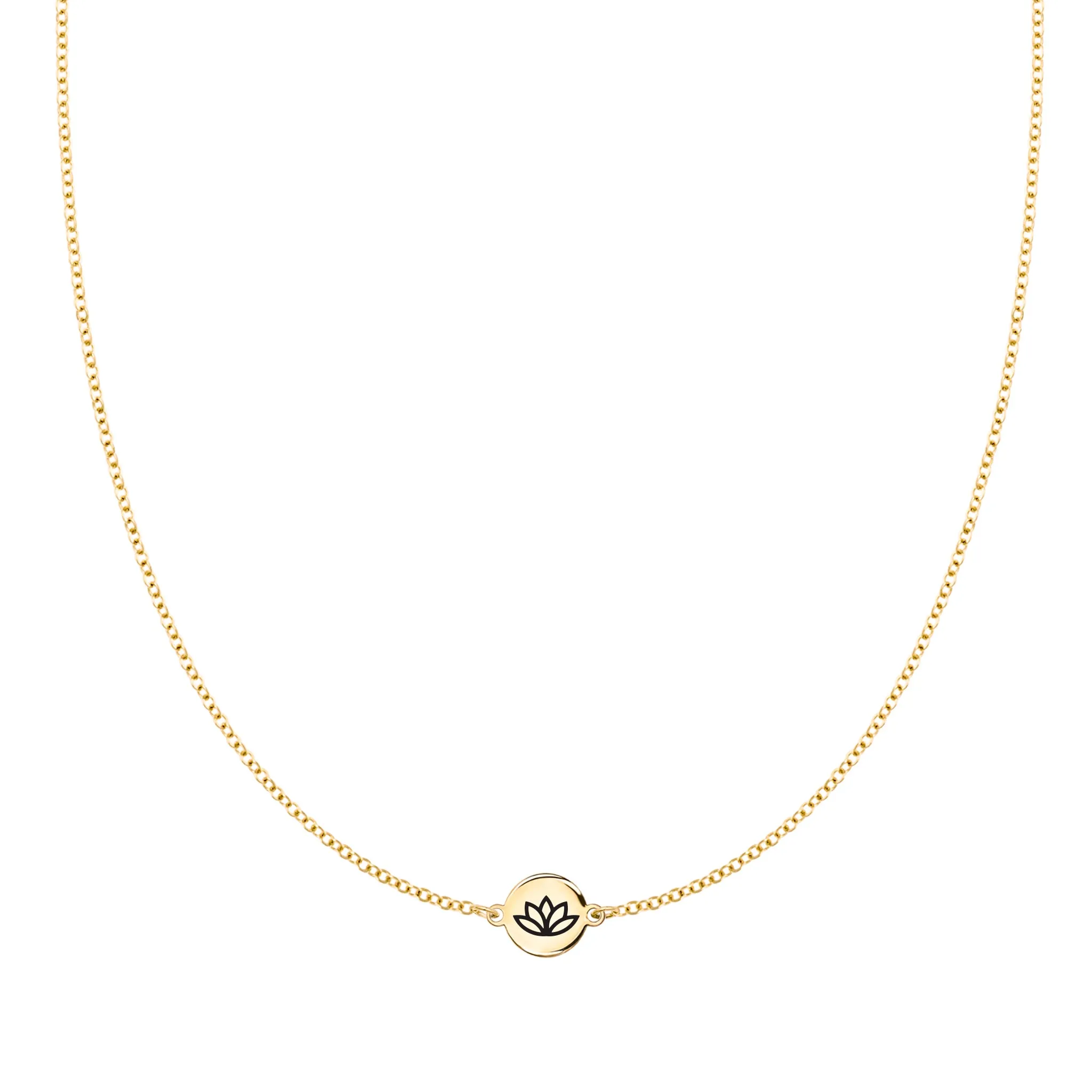 Lotus Disc Necklace in 14k Gold sold by Haverhill