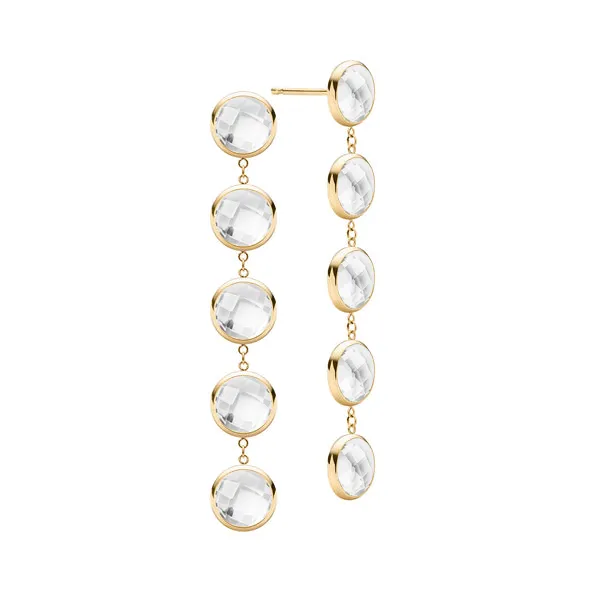 Personalized Grand 5 Birthstone Earrings in 14k Gold sold by Haverhill