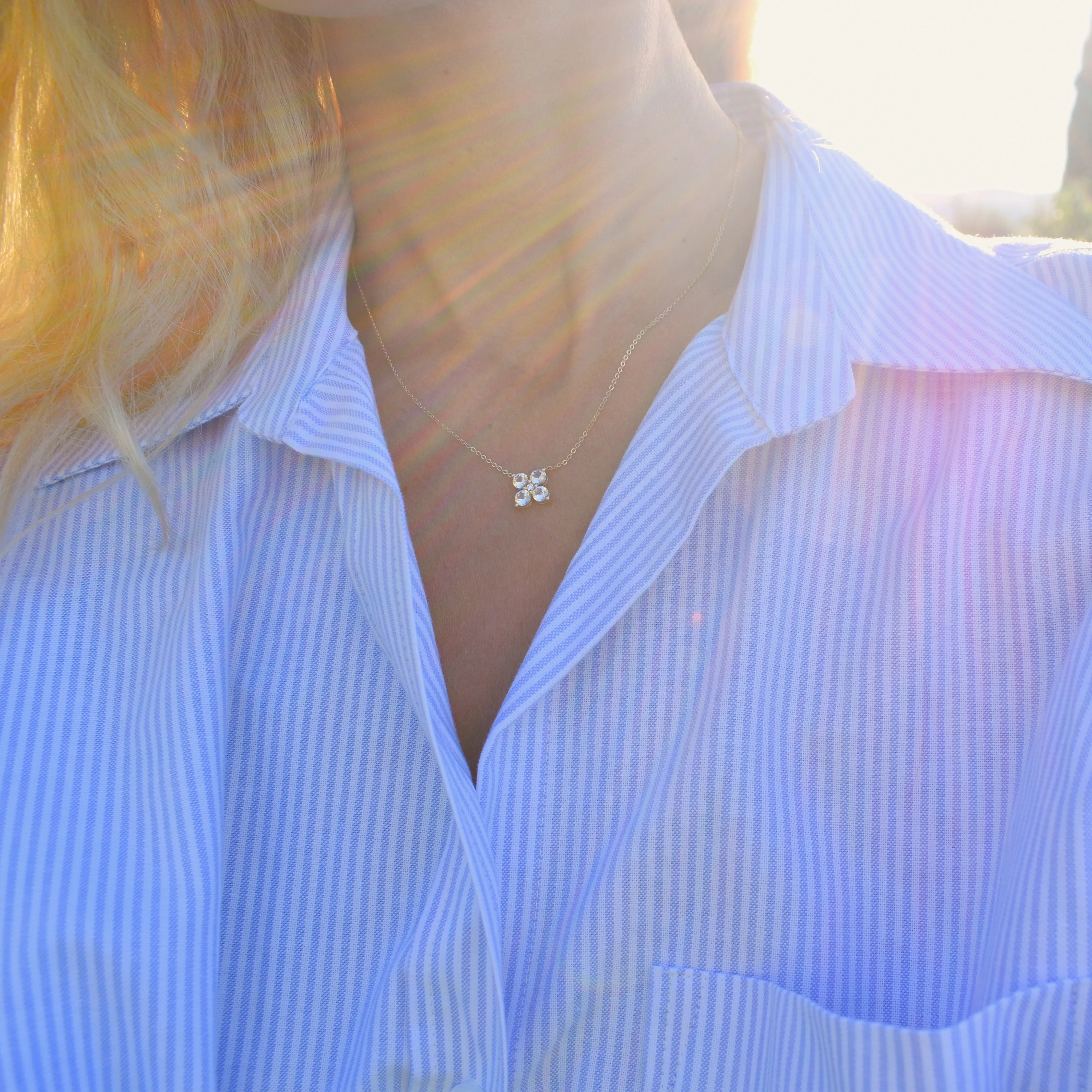 Personalized Greenwich 4 Birthstone & Diamond Necklace in 14k Gold sold by Haverhill product image thumbnail 3