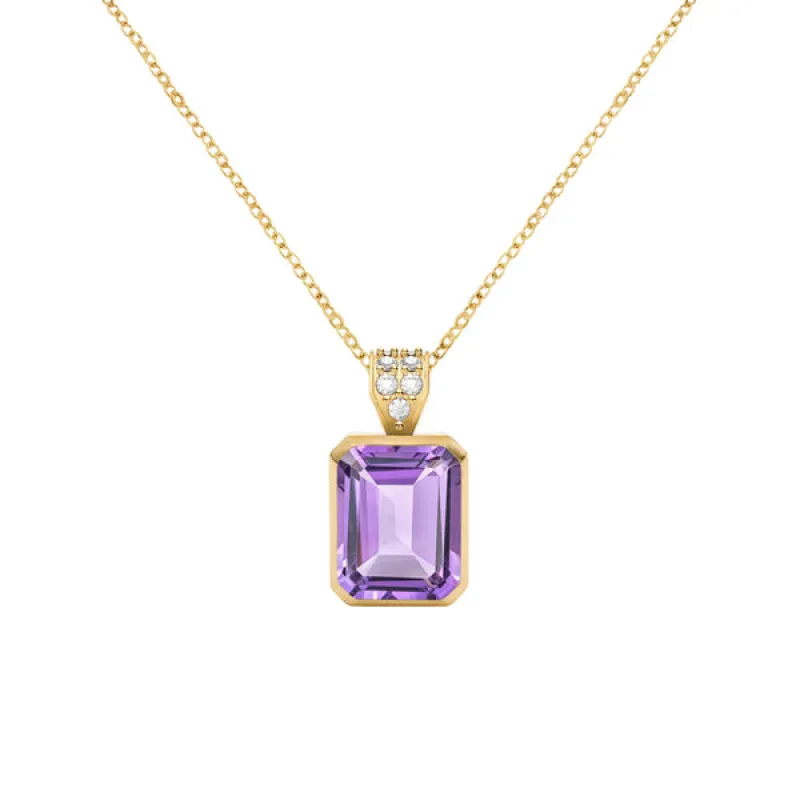 Warren Amethyst Pendant with Diamond Bale in 14k Gold (February) sold by Haverhill