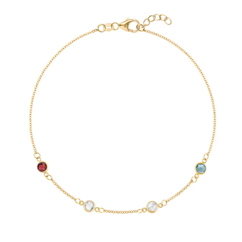 Personalized Classic 4 Birthstone Bracelet in 14k Gold sold by Haverhill