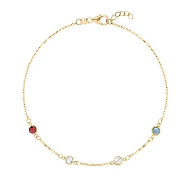 Personalized Classic 4 Birthstone Bracelet in 14k Gold sold by Haverhill