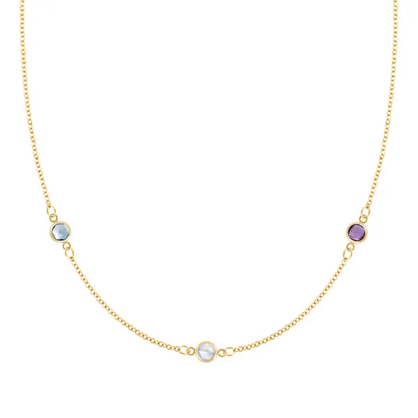Personalized Classic 3 Birthstone Necklace in 14k Gold sold by Haverhill