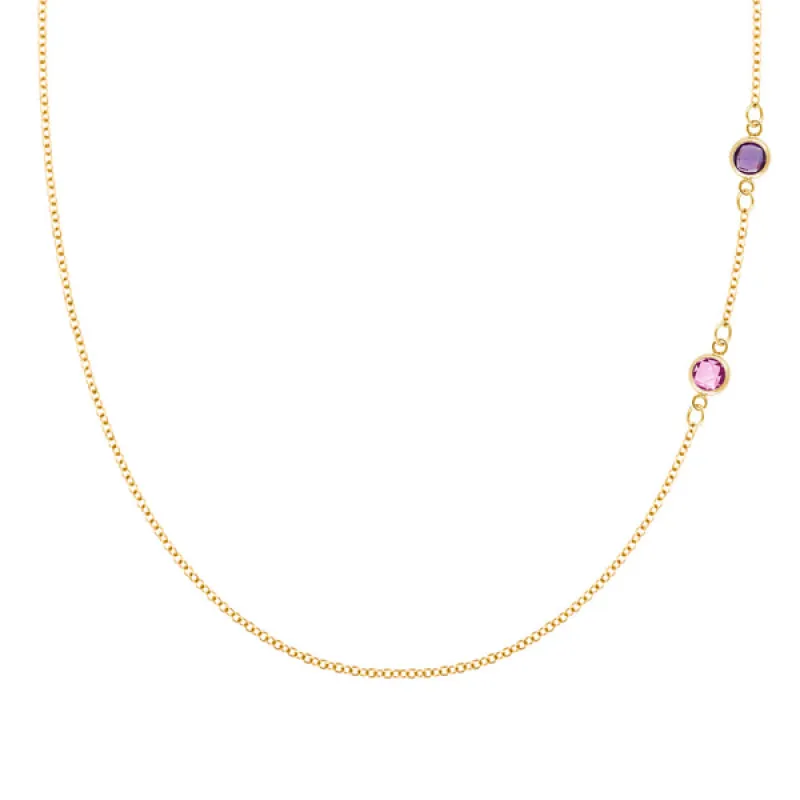 Personalized Classic 2 Birthstone Necklace in 14k Gold sold by Haverhill