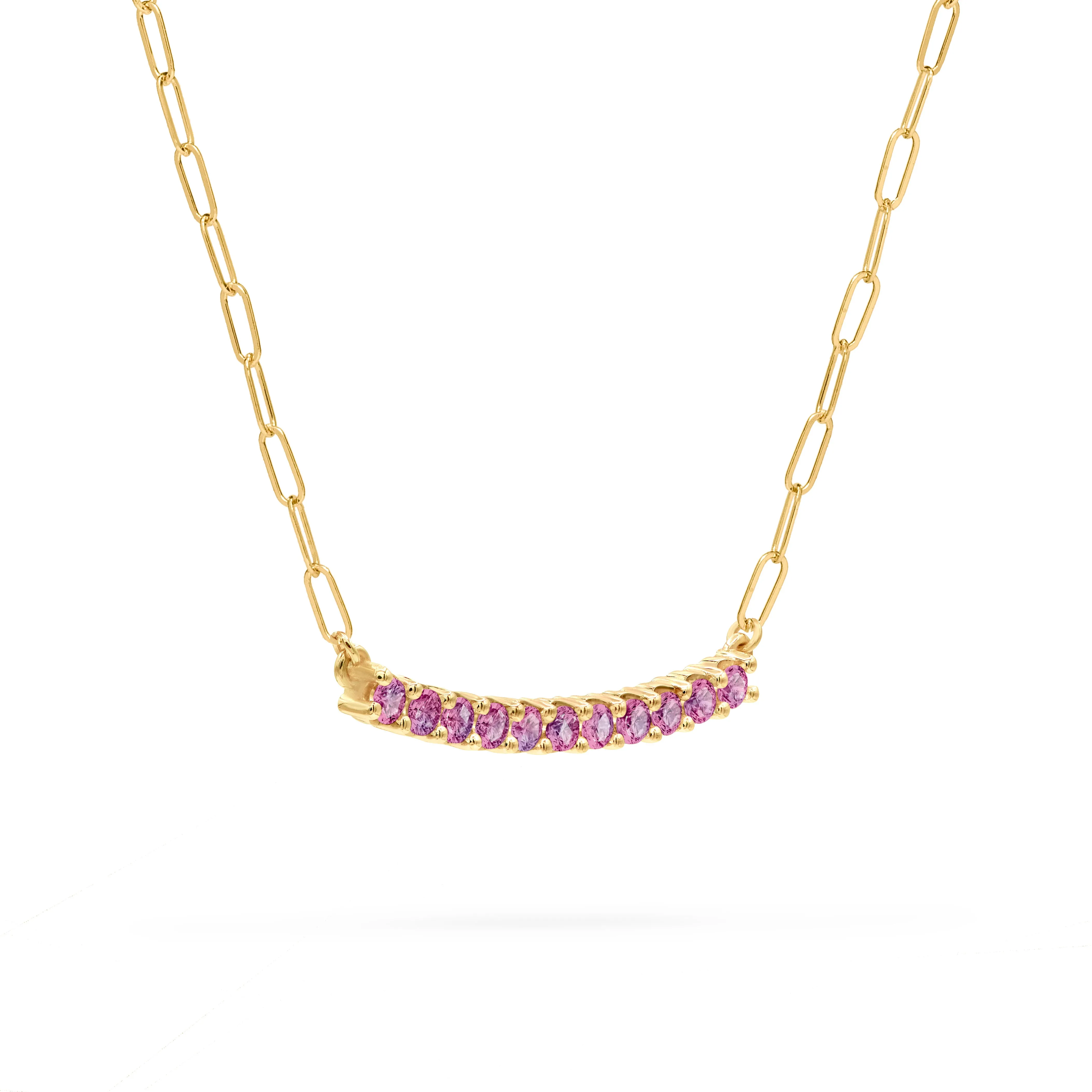 Rosecliff Pink Sapphire Bar Adelaide Mini Necklace in 14k Gold (October) sold by Haverhill product image thumbnail 4