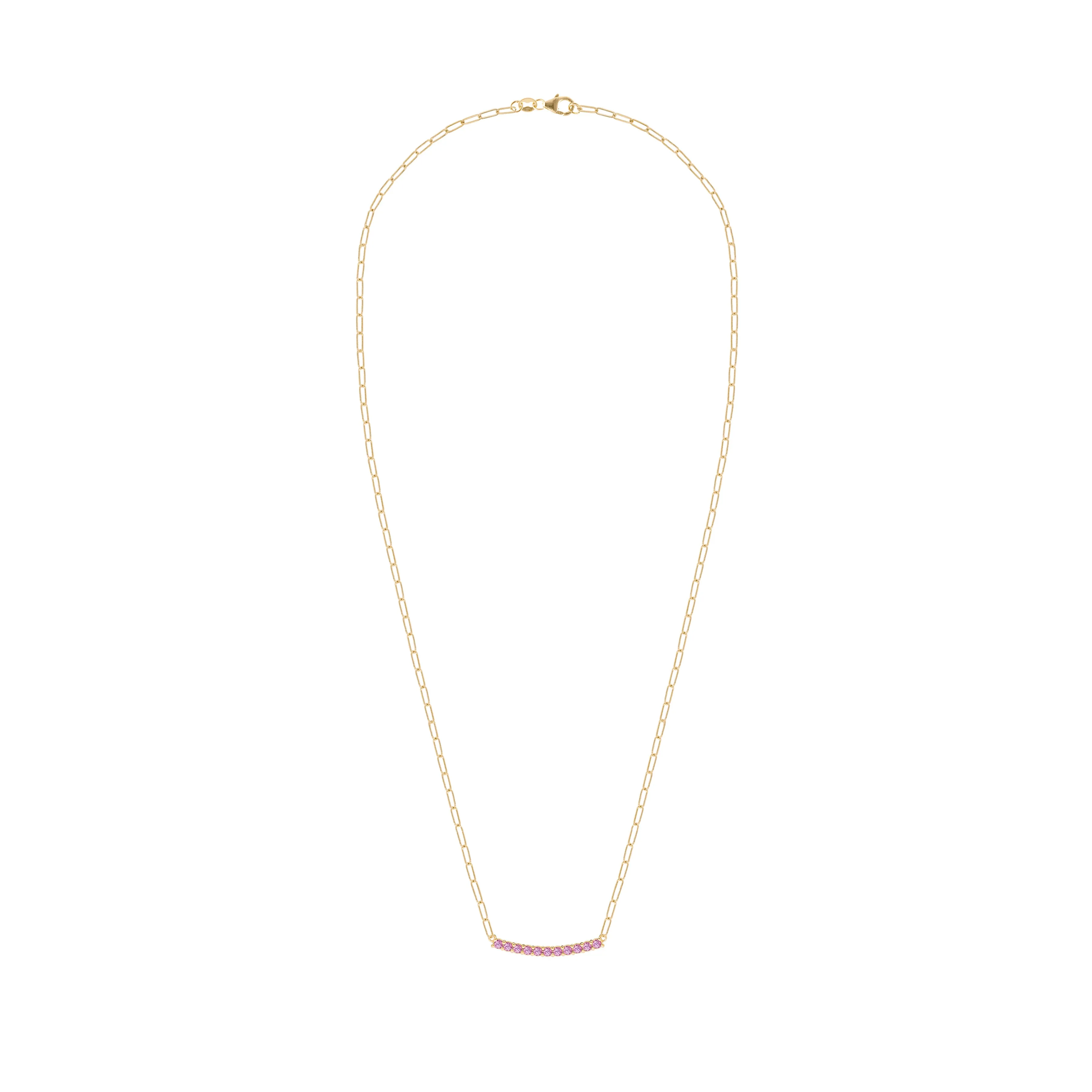 Rosecliff Pink Sapphire Bar Adelaide Mini Necklace in 14k Gold (October) sold by Haverhill product image thumbnail 5