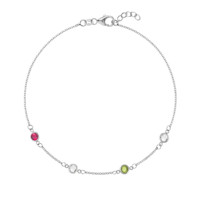 Personalized Classic 4 Birthstone Bracelet in 14k Gold sold by Haverhill