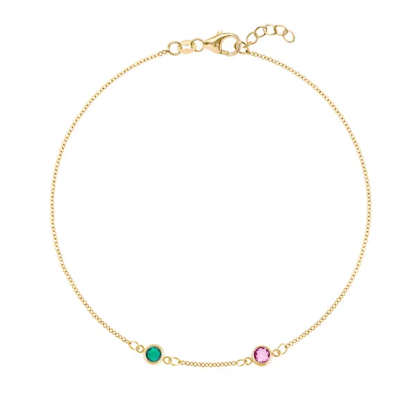 Personalized Classic 2 Birthstone Bracelet in 14k Gold sold by Haverhill