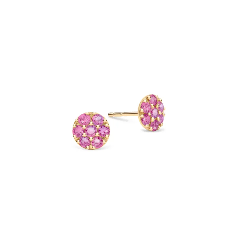 Rosecliff Pink Sapphire Mini Stud Earrings in Solid 14k Gold (October) sold by Haverhill