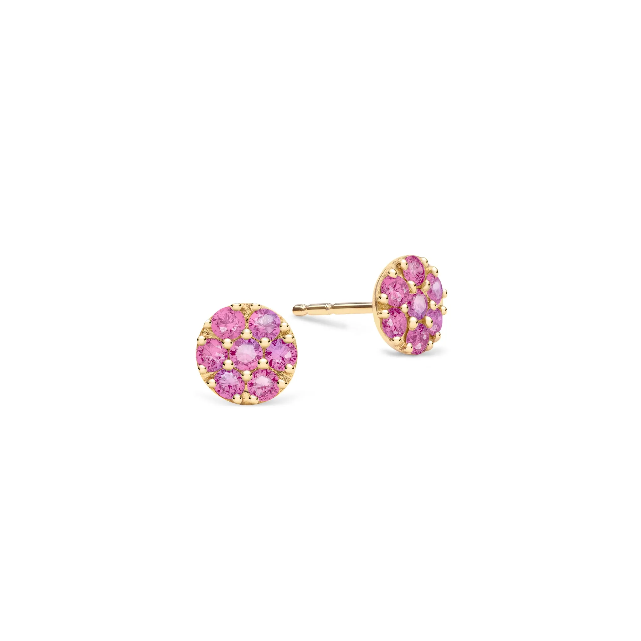Rosecliff Pink Sapphire Mini Stud Earrings in Solid 14k Gold (October) sold by Haverhill