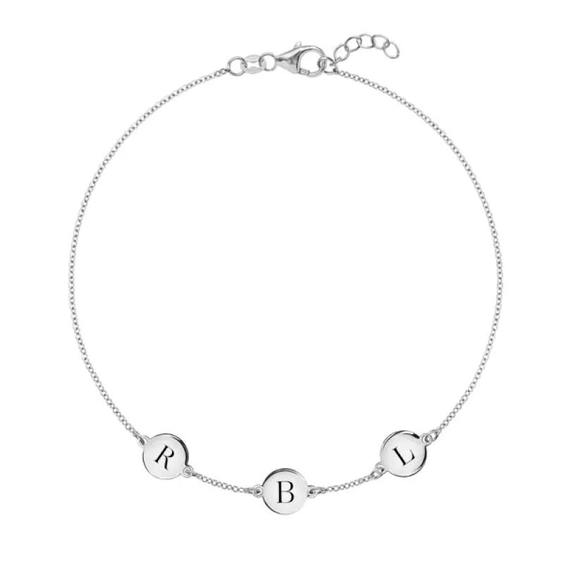 Personalized 3 Letter Bracelet in 14k Gold (Single Spacing) sold by Haverhill