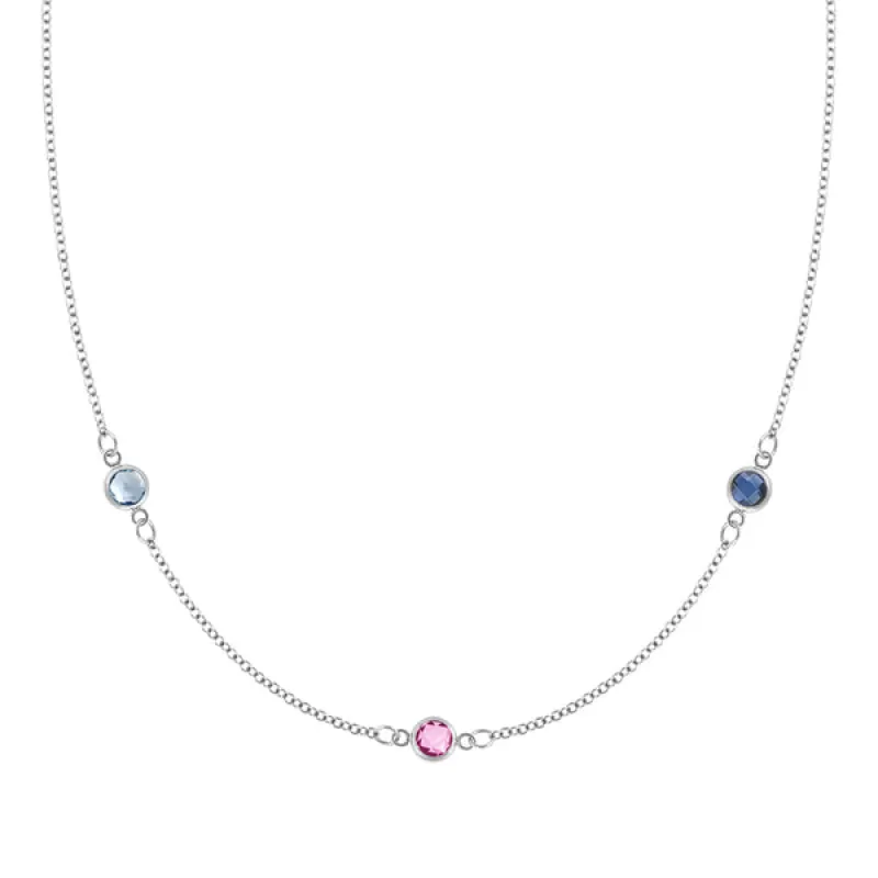 Personalized Classic 3 Birthstone Necklace in 14k Gold sold by Haverhill