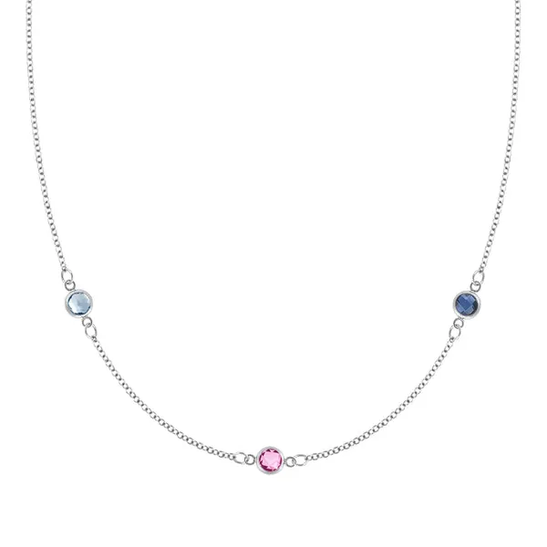 Personalized Classic 3 Birthstone Necklace in 14k Gold sold by Haverhill