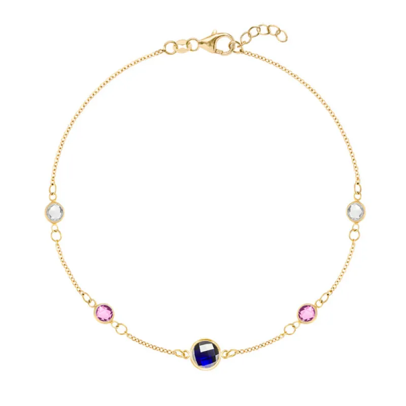 Personalized 1 Grand & 4 Classic Birthstone Bracelet in 14k Gold sold by Haverhill