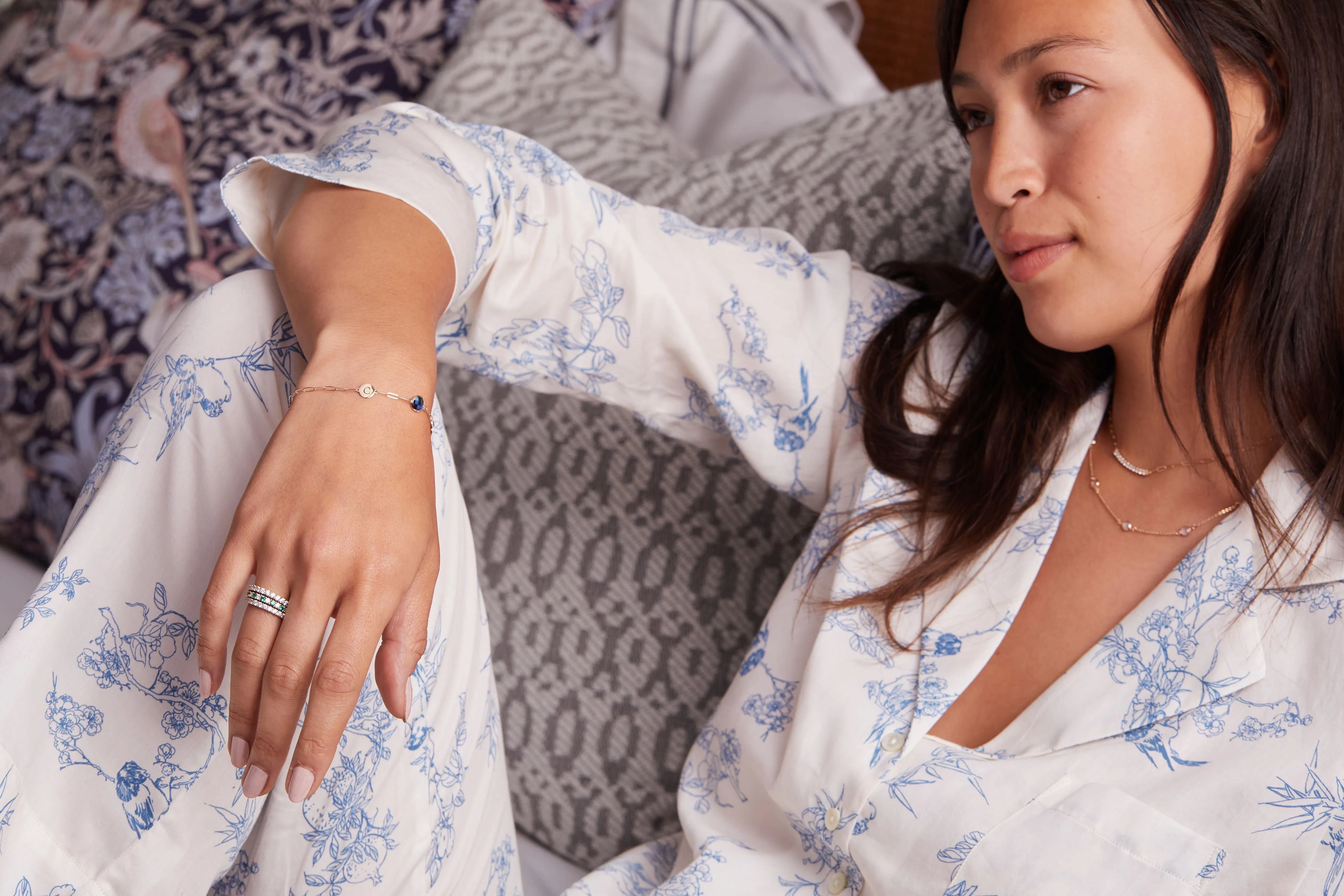 Personalized 1 Letter & 1 Grand Birthstone Adelaide Mini Bracelet in 14k Gold sold by Haverhill product image thumbnail 2