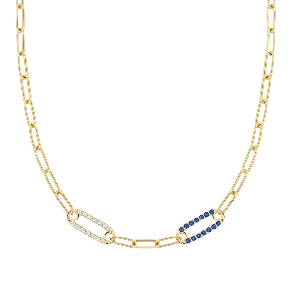 Personalized Adelaide 2 Pavé Birthstone Link Necklace in 14k Gold sold by Haverhill