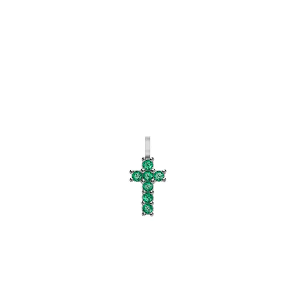 Rosecliff Small Cross Emerald Pendant in 14k Gold (May) sold by Haverhill