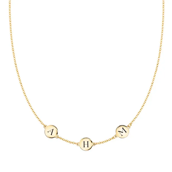 Personalized 3 Letter Necklace in 14k Gold (Single Spacing) sold by Haverhill