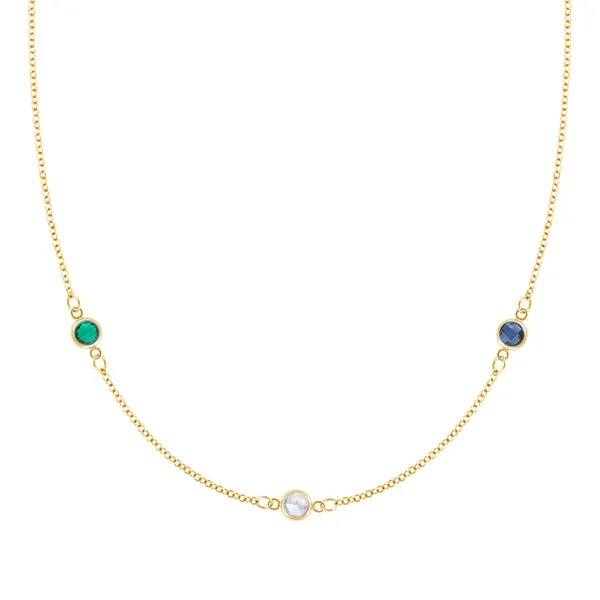 Personalized Classic 3 Birthstone Necklace in 14k Gold sold by Haverhill
