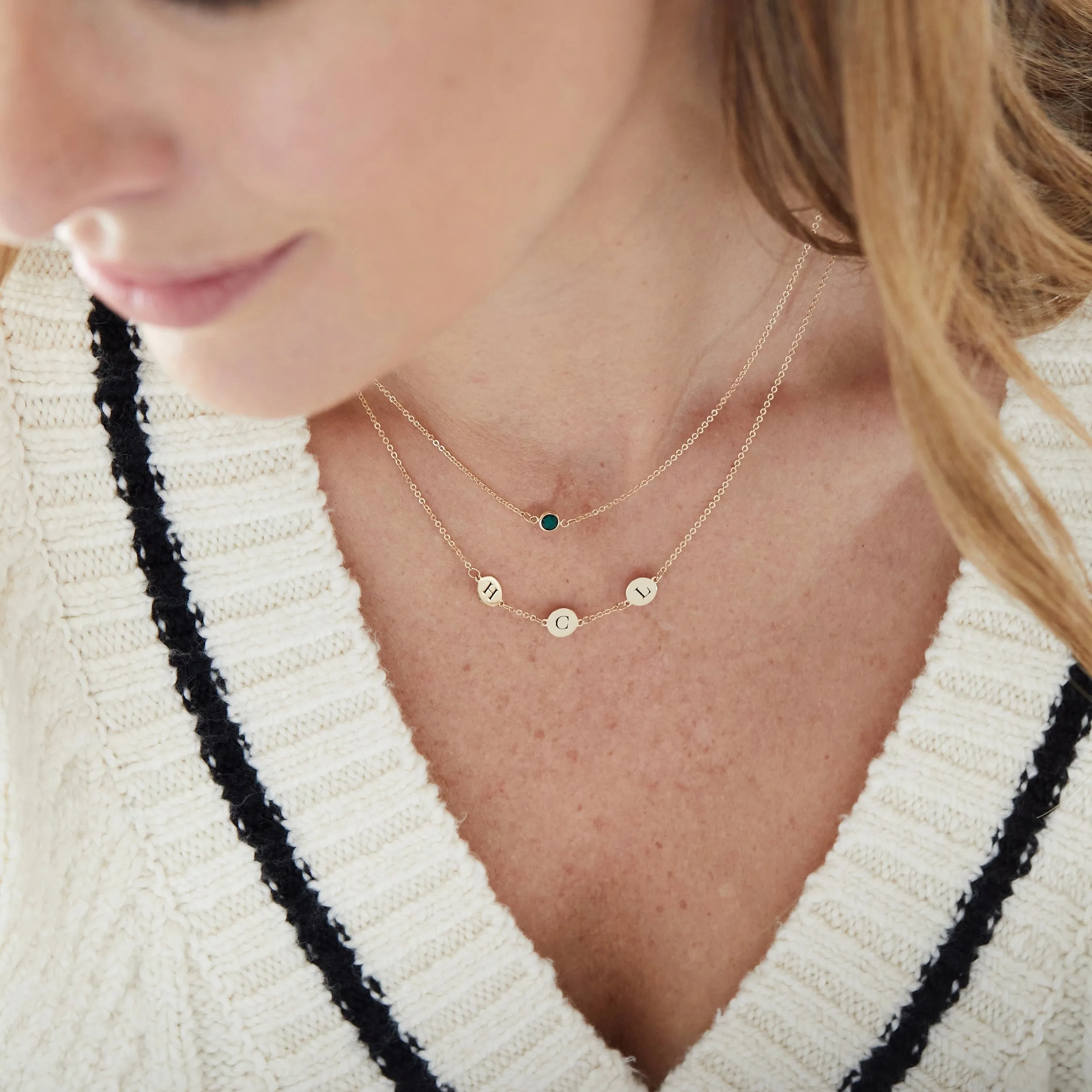 Personalized 3 Letter Necklace in 14k Gold (Single Spacing) sold by Haverhill product image thumbnail 2