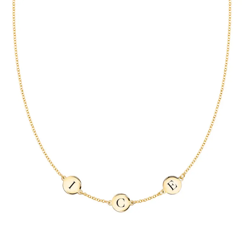 Personalized 3 Letter Necklace in 14k Gold (Single Spacing) sold by Haverhill