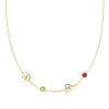 Personalized 2 Letter & 2 Classic Birthstone Necklace in 14k Gold (Single Spacing) sold by Haverhill
