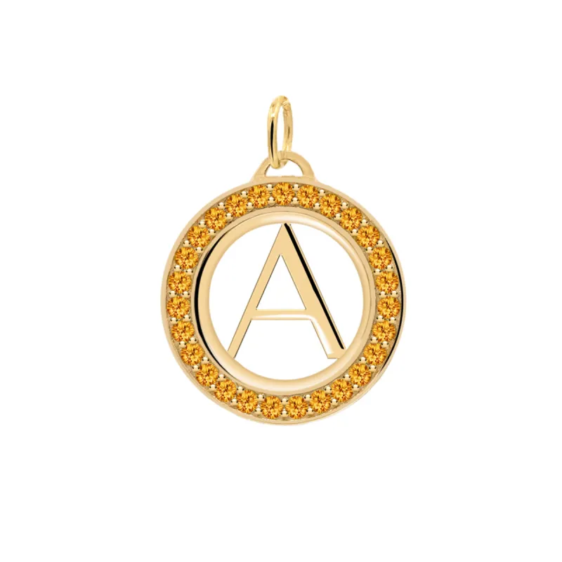 Letter & Citrine Pendant in 14k Gold (November) sold by Haverhill