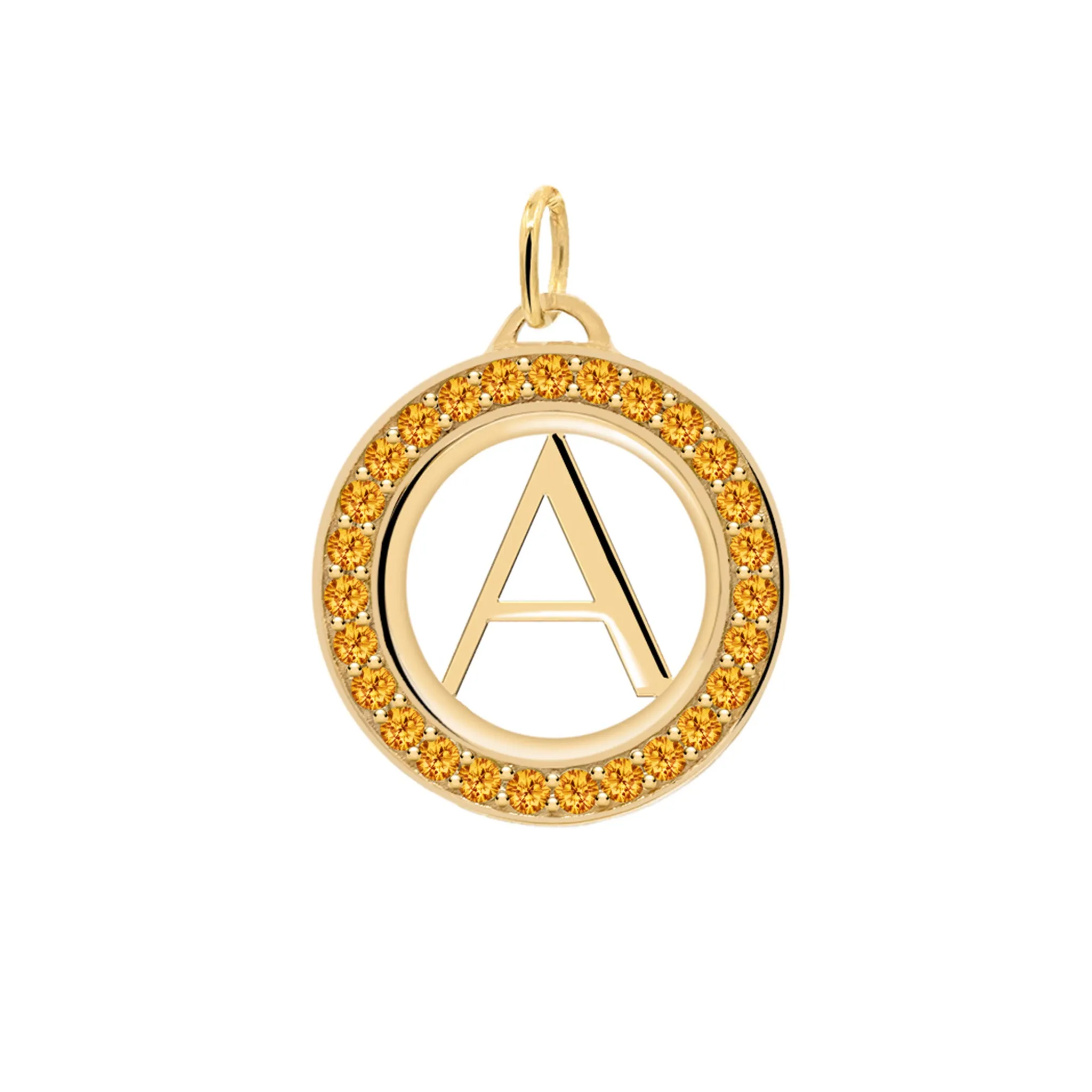 Letter & Citrine Pendant in 14k Gold (November) sold by Haverhill