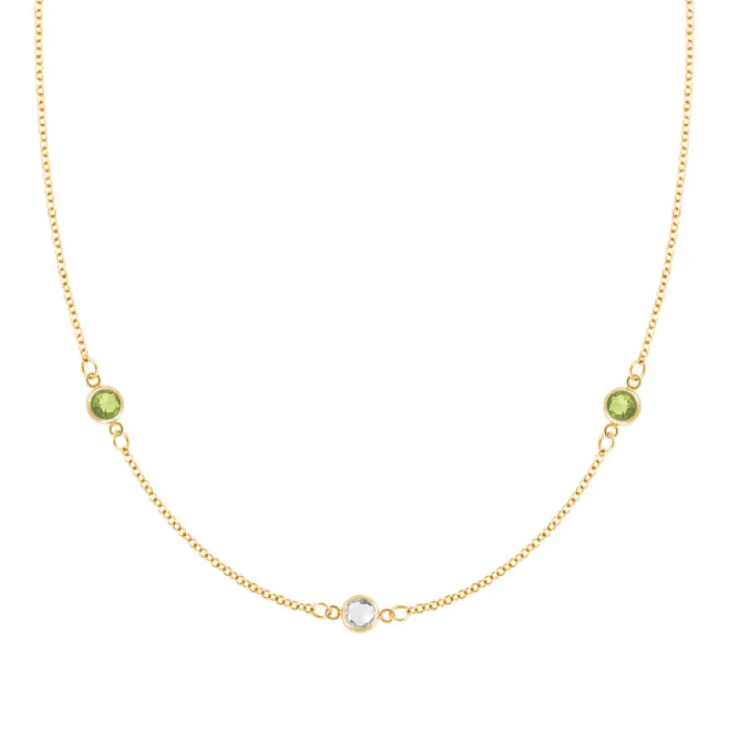 Personalized Classic 3 Birthstone Necklace in 14k Gold sold by Haverhill