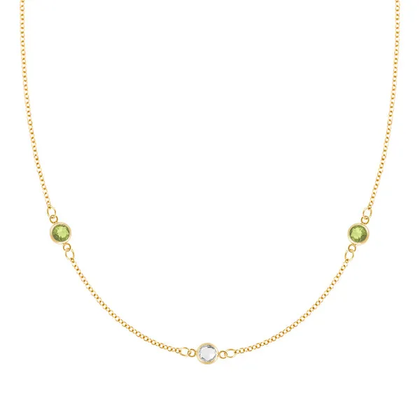 Personalized Classic 3 Birthstone Necklace in 14k Gold sold by Haverhill