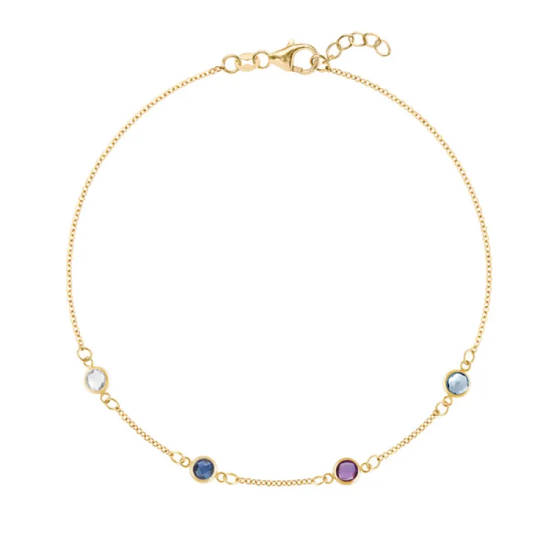 Personalized Classic 4 Birthstone Bracelet in 14k Gold sold by Haverhill