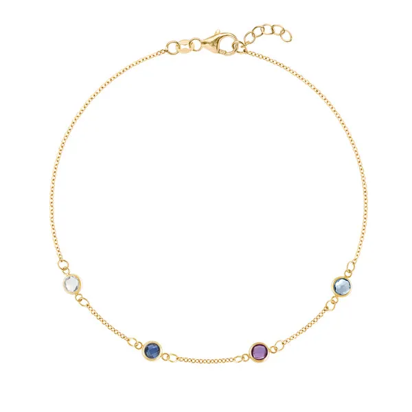 Personalized Classic 4 Birthstone Bracelet in 14k Gold sold by Haverhill