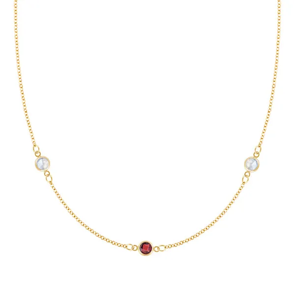Personalized Classic 3 Birthstone Necklace in 14k Gold sold by Haverhill