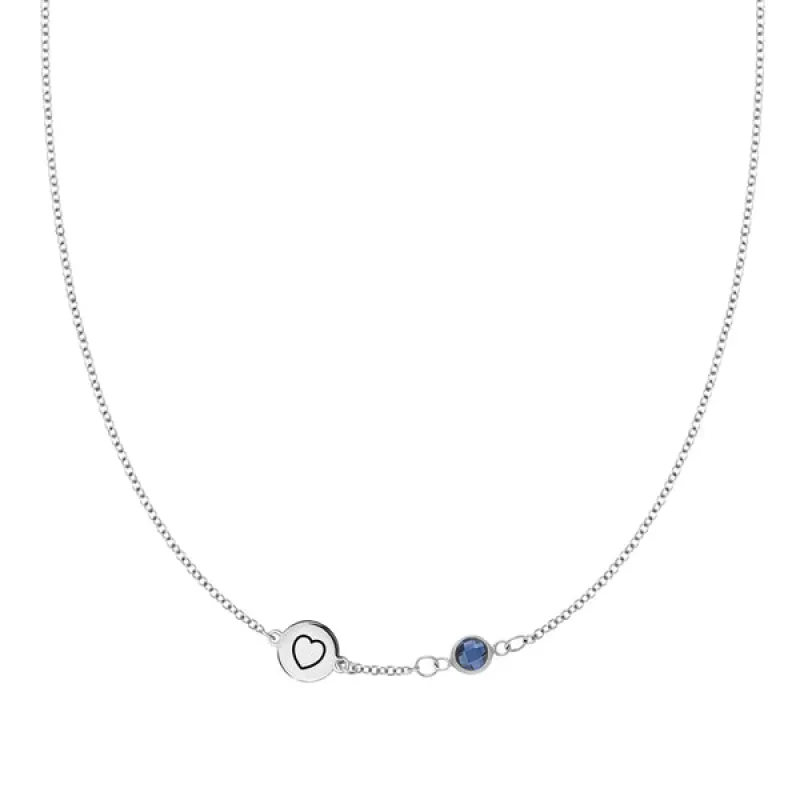 Personalized Heart Disc & Classic 1 Birthstone Necklace in 14k Gold sold by Haverhill