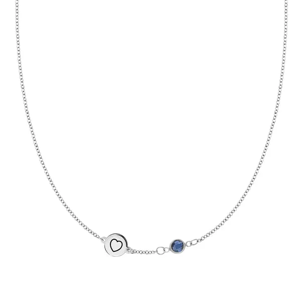 Personalized Heart Disc & Classic 1 Birthstone Necklace in 14k Gold sold by Haverhill