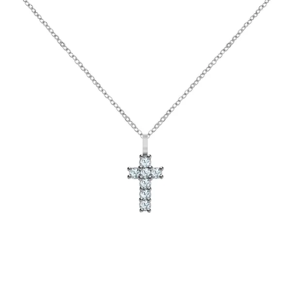 Rosecliff Small Cross Aquamarine Pendant in 14k Gold (March) sold by Haverhill