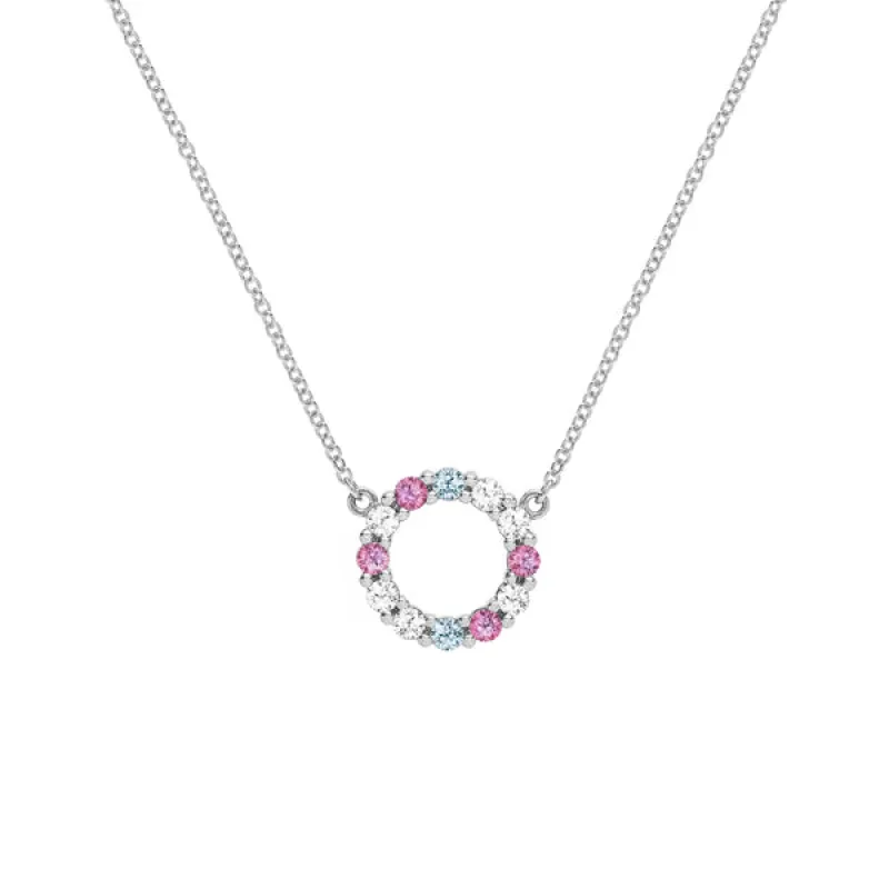 Personalized Rosecliff Small Circle Birthstone Necklace in 14k Gold sold by Haverhill