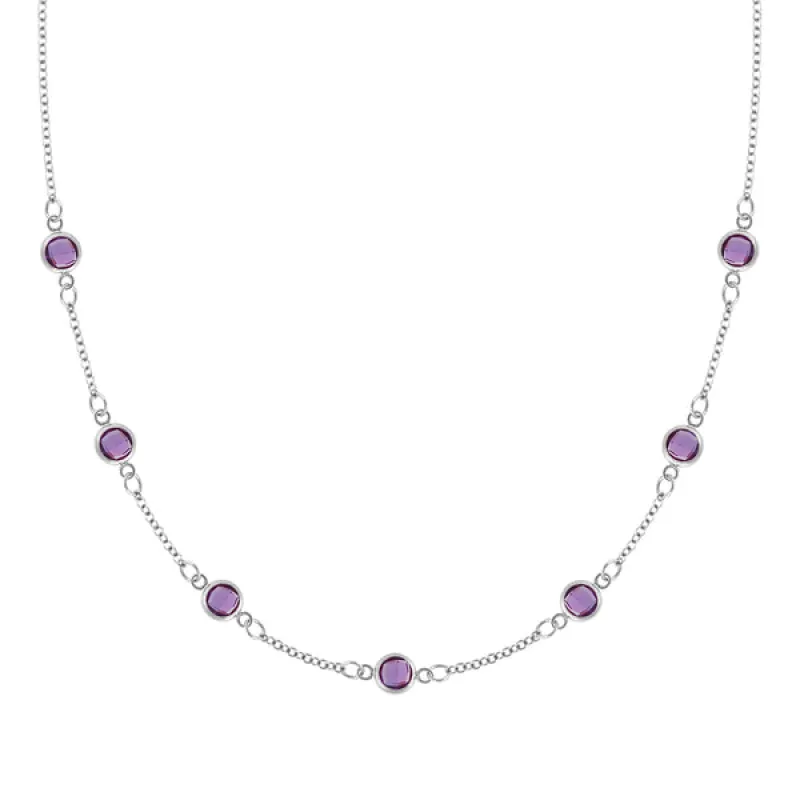 Personalized Classic 7 Birthstone Necklace in 14k Gold sold by Haverhill