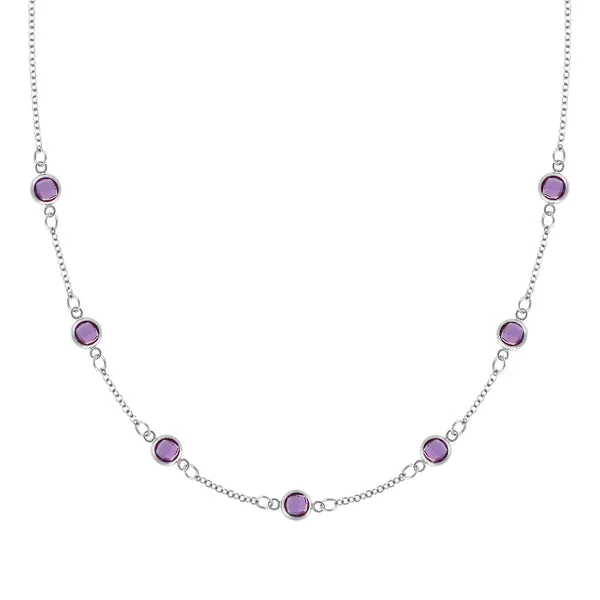 Personalized Classic 7 Birthstone Necklace in 14k Gold sold by Haverhill