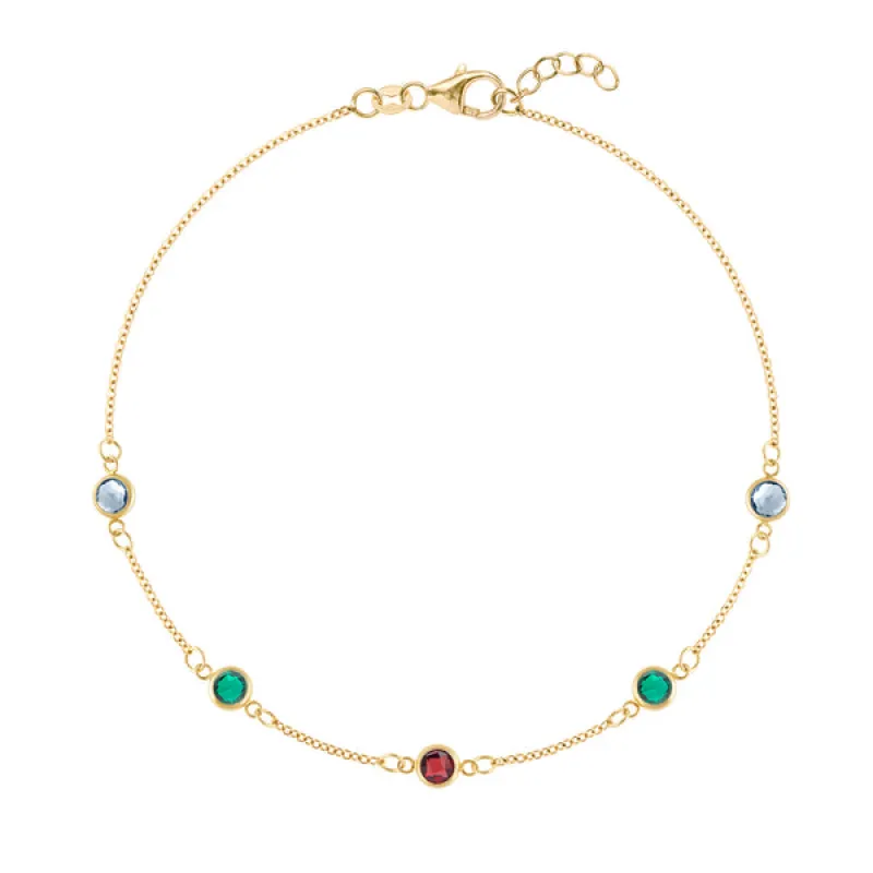 Personalized Classic 5 Birthstone Bracelet in 14k Gold sold by Haverhill