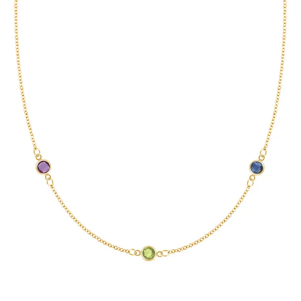 Personalized Classic 3 Birthstone Necklace in 14k Gold sold by Haverhill