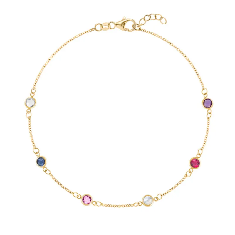 Personalized Classic 6 Birthstone Bracelet in 14k Gold sold by Haverhill