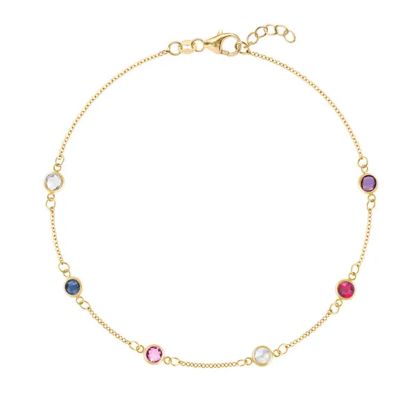 Personalized Classic 6 Birthstone Bracelet in 14k Gold sold by Haverhill